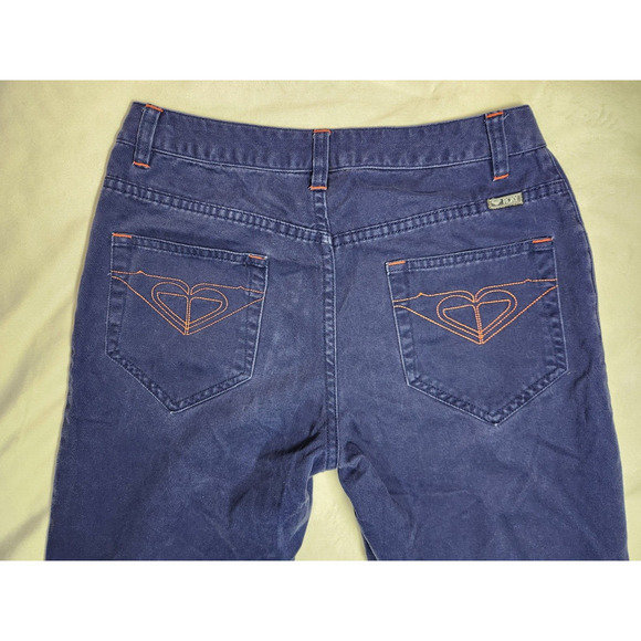 Sz 7 Y2K Roxy Quiksilver Pants Navy Blue Straight Leg Khaki Womens Style X473238 - Picture 1 of 12